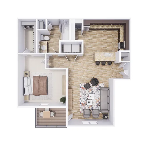 Floor plan 1x1 - 740 sqft - A2