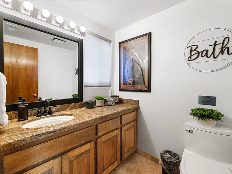 A half bath is conveniently located on the main level.