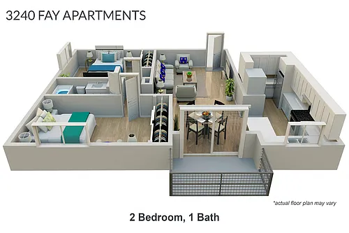 Floor plan 2 Bed 1 Bath