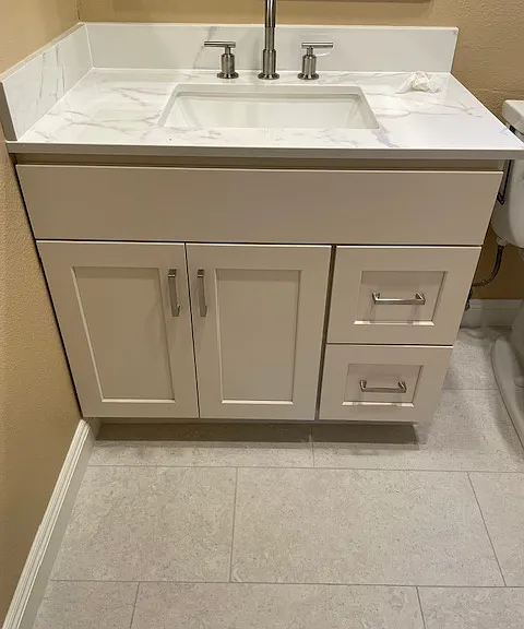 New remodeled hallway full bathroom vanity and sink