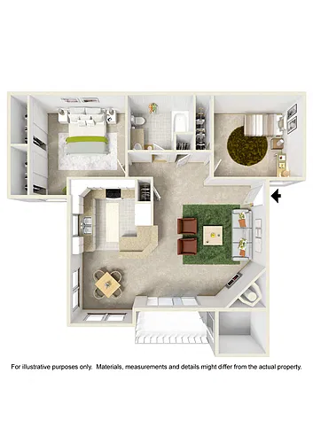Floor plan Two Bedroom with Washer Dryer Connections