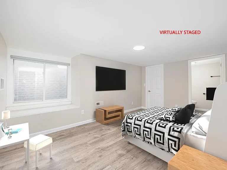 Virtually Staged Master Bedroom with Private Bathroom