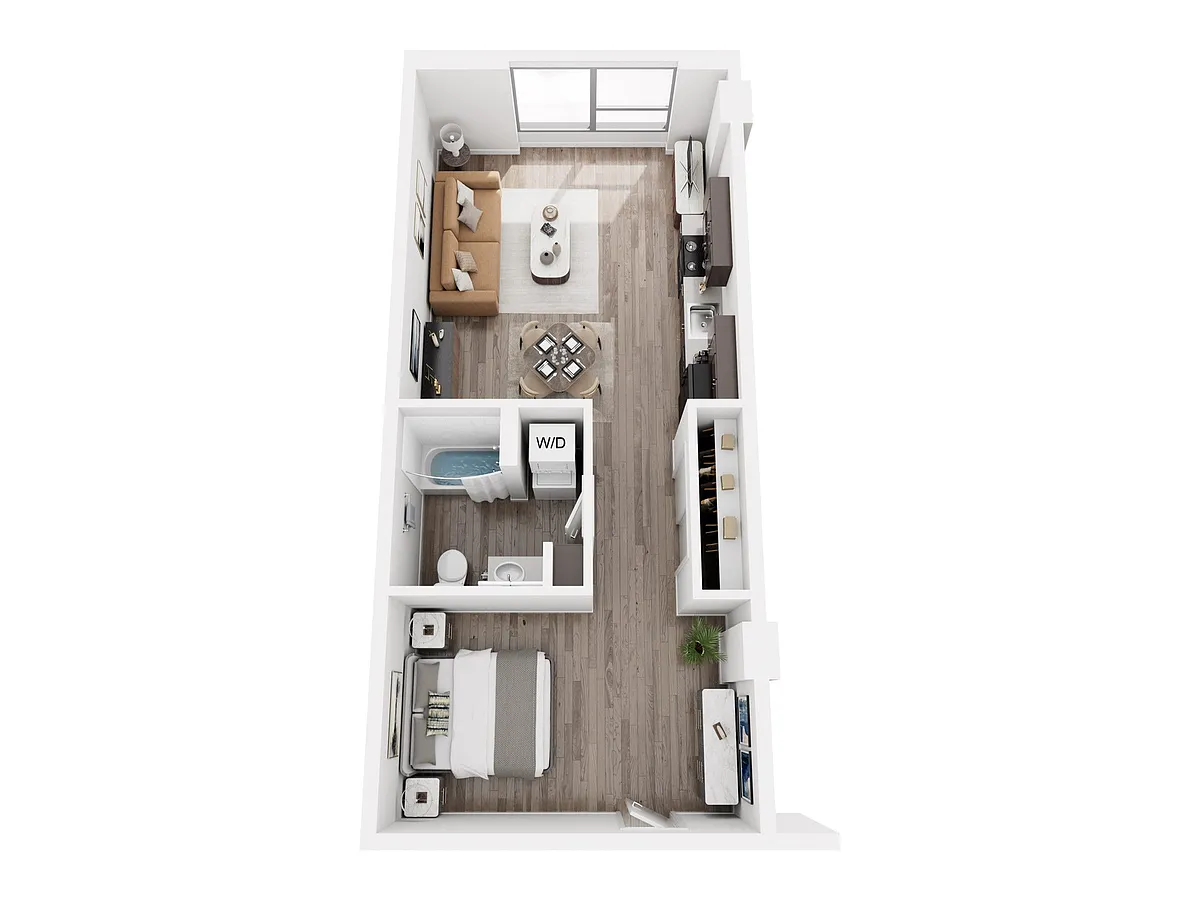 Floor plan Open 1 Bed (595 sq ft - 721 sq ft)