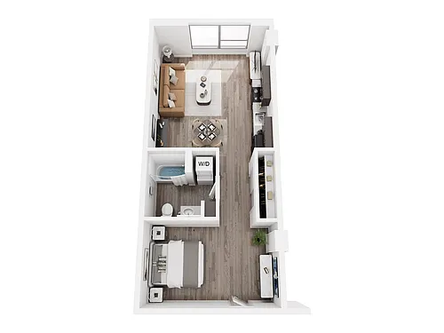Floor plan Open 1 Bed (595 sq ft - 721 sq ft)