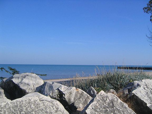 one and a half blocks to the lake