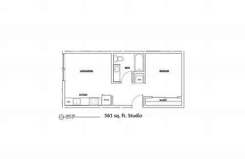 Floor plan Urban One Bedroom - Large