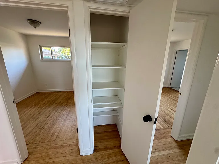 Linen closet down hallway