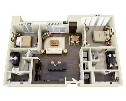 Floor plan Two Bedroom B2E