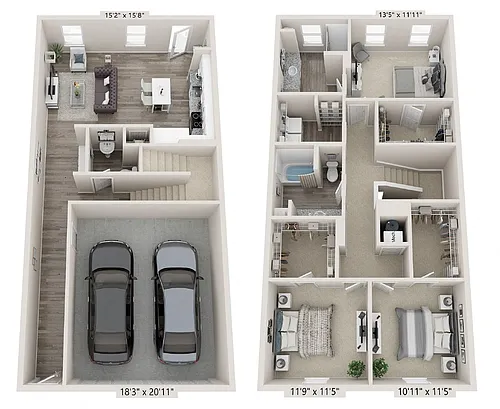 Floor plan 3 Bedroom Townhome | TH3