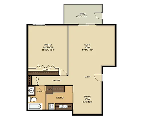 Floor plan 1 Bed 1 Bath