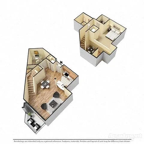 Floor plan Studio with Loft and Den