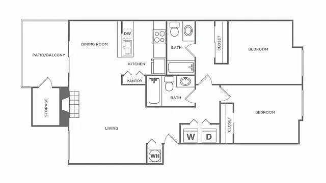 Floor plan Two Bedroom / Two Bath Renovated