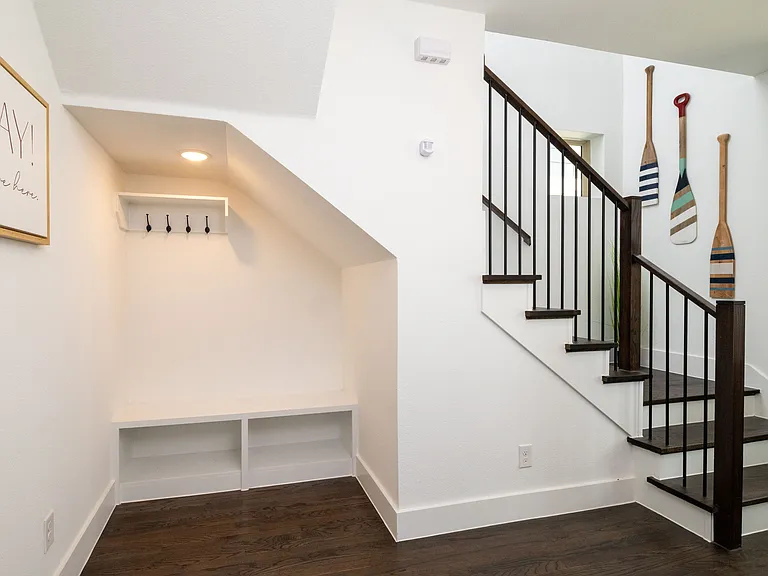 Front entryway with room for storing shoes, coats, etc