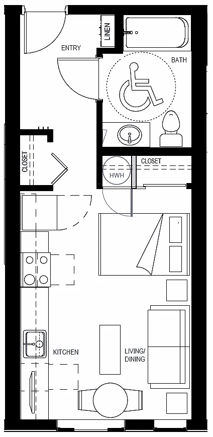 Floor plan Studio S2 Accessible