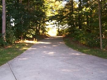 A long private concrete driveway.