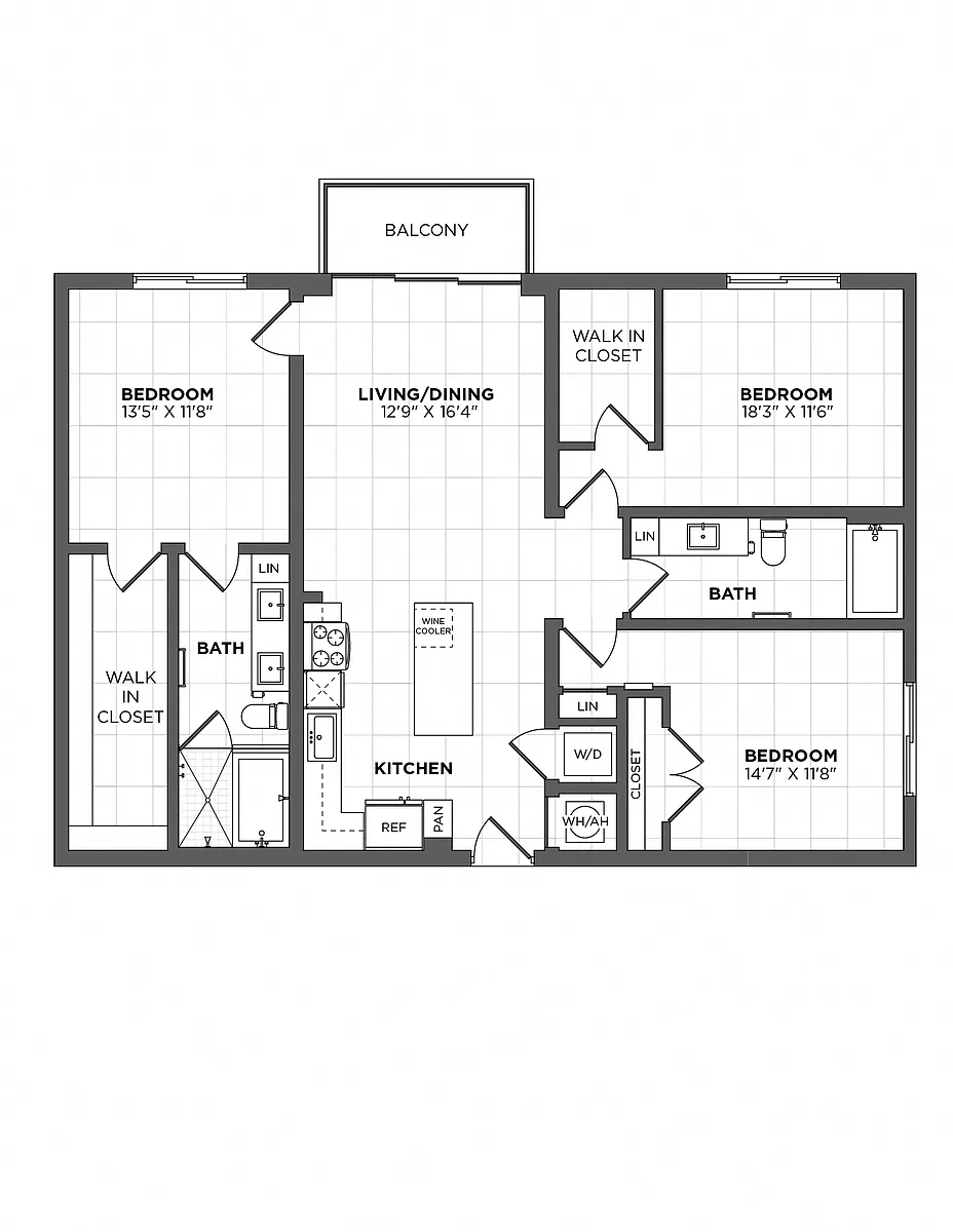 Floor plan 3 Bed/2 Bath-C-1