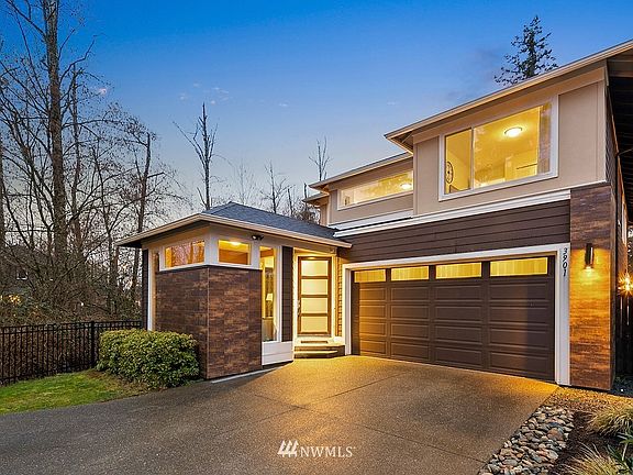 Front of home during winter twilight