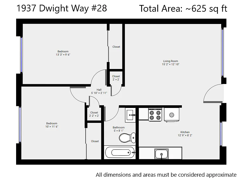 Floor plan West Water Not Included 2BD