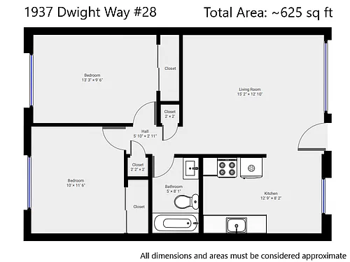 Floor plan West Water Not Included 2BD