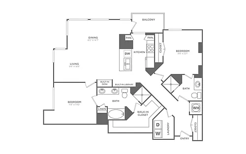 Floor plan 2 Bed/2 Bath - B15