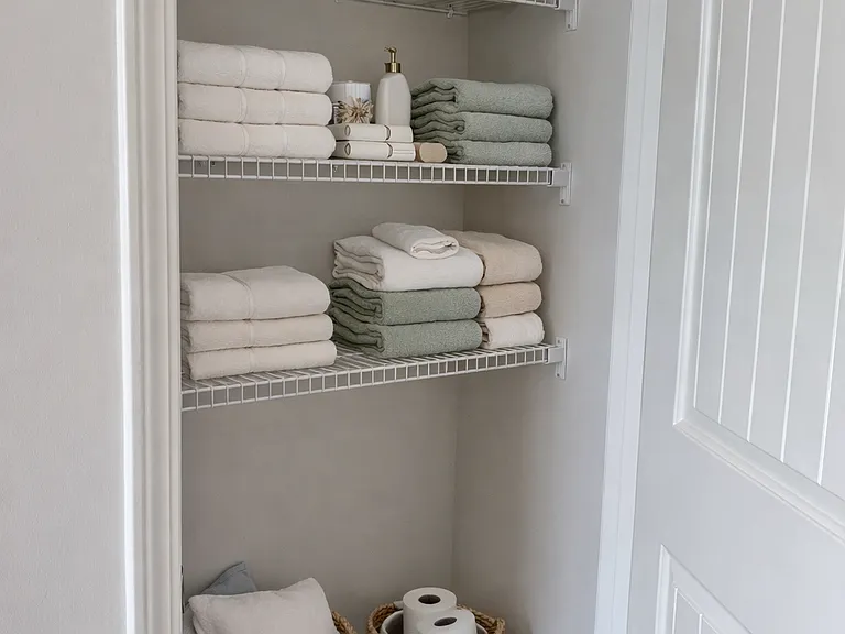 Staged master linen closet