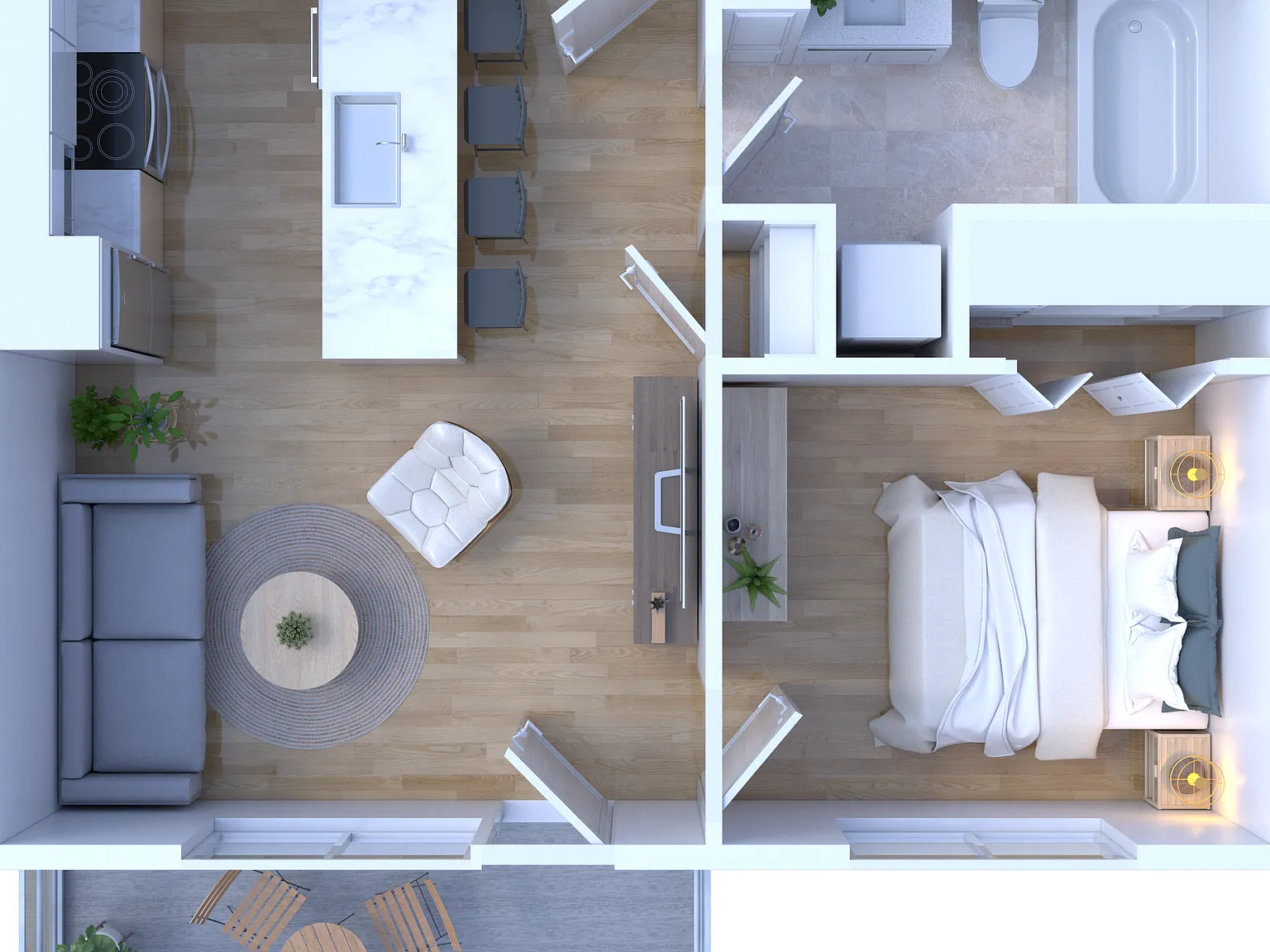 Studio, 350 sqft, $1,995 — Photo 3
