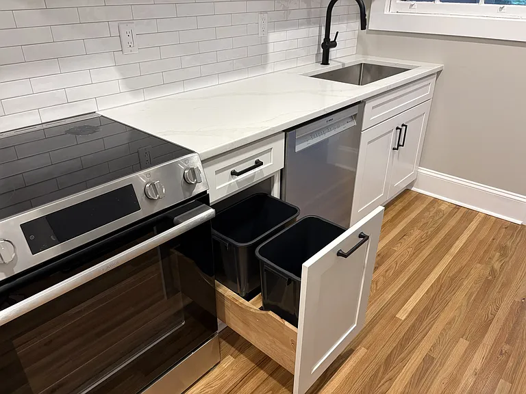 Built in trash drawer