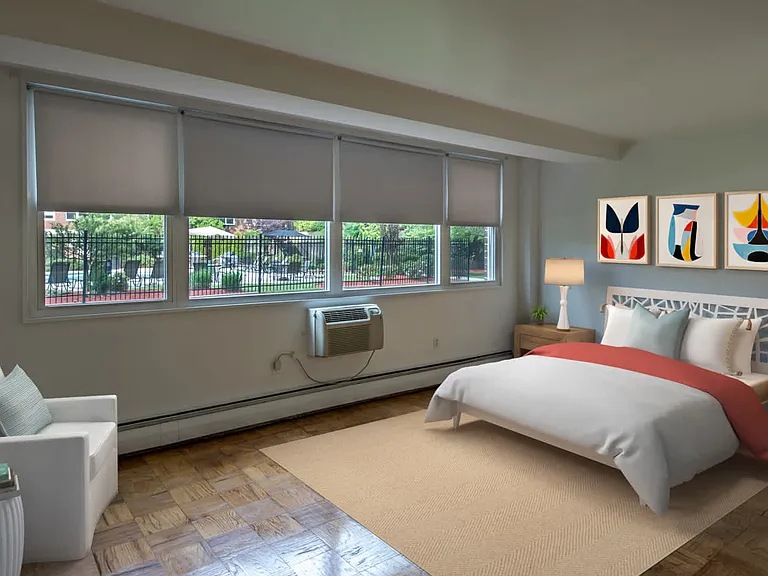 Bedroom with Parquet Wood Flooring