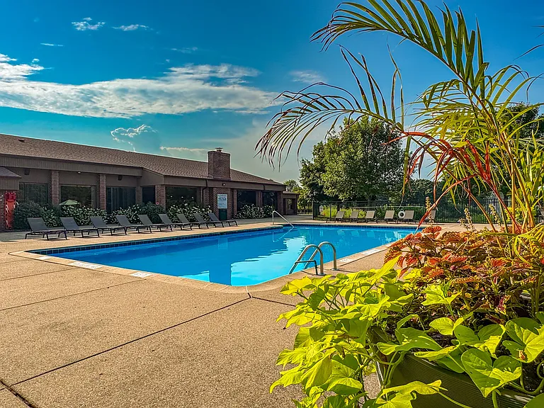 Heated swimming pool at Dover Hills Apartments in Kalamazoo