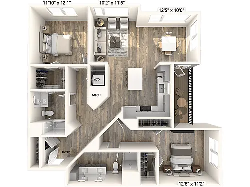 Floor plan BM15-1289sf-Apt342-642