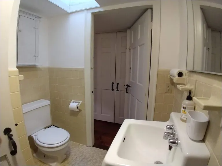 Bathroom sink, toilet.