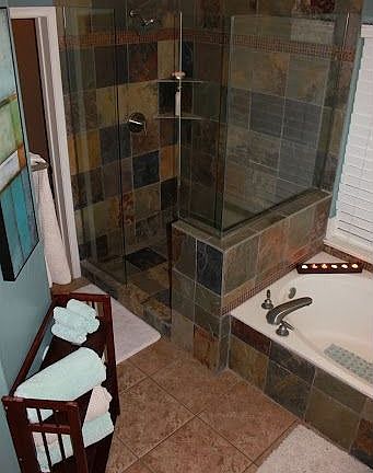 Master Suite Features huge Walkin Shower, Giant Tub, Double Sinks