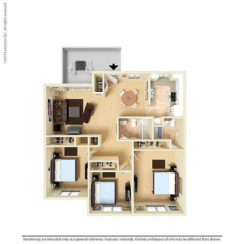 Floor plan Medium 3 Bed 1.75 Bath