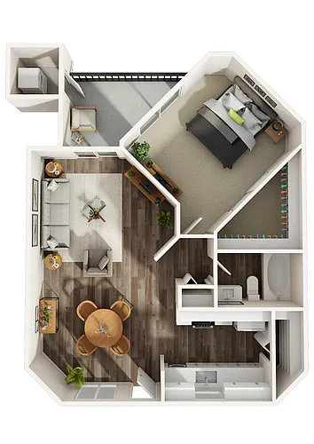 Floor plan 1x1 W/D