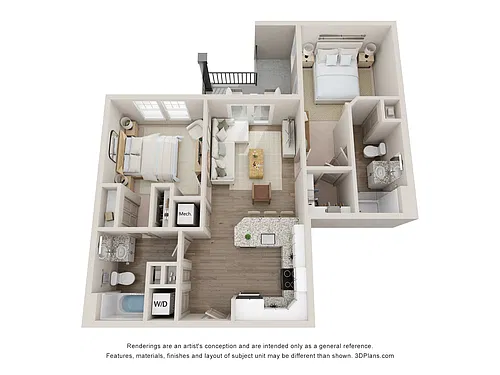Floor plan Black Drum | 2 Bed | 2 Bath