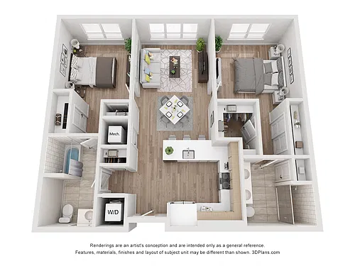 Floor plan Avenue G | 2 Bed/2 Bath-BW-01.1