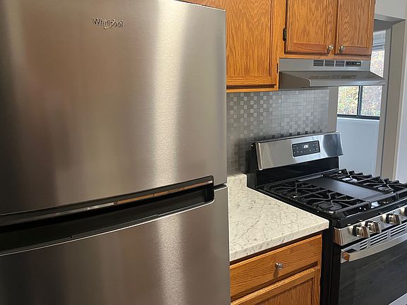 Kitchen with stainless steel appliances