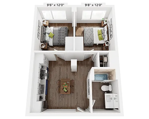 Floor plan Two Bedroom B1H