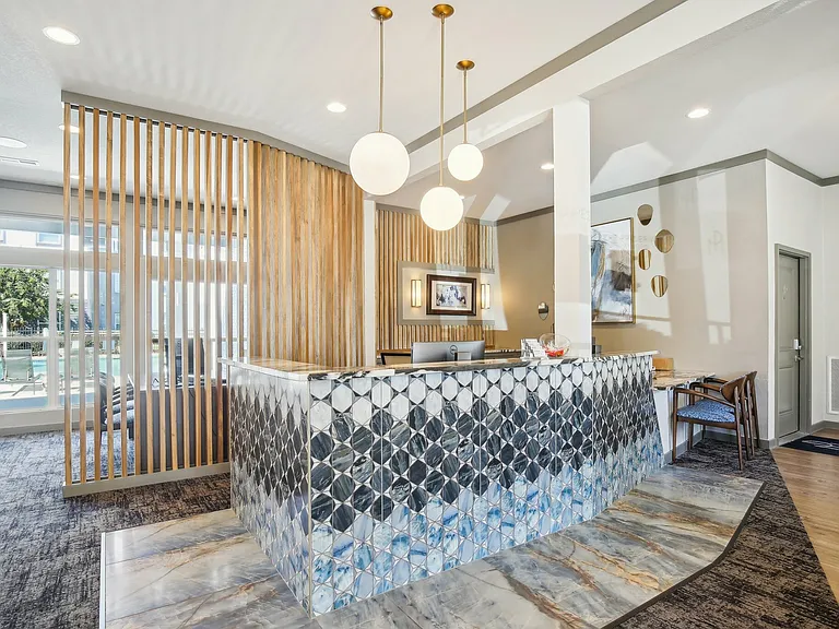 Welcome to a spacious and inviting lobby with modern design and comfortable seating at The Preserve Murfreesboro.
