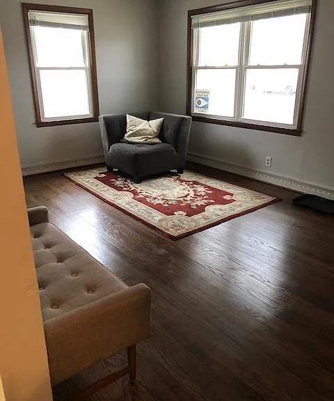 Hardwood floors throughout the living room and bedrooms