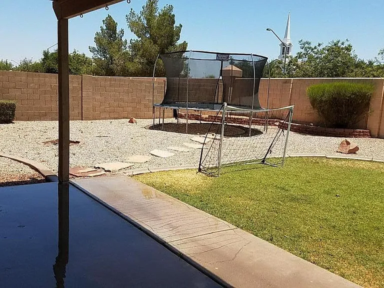 Large Backyard - playground equipment does not convey.