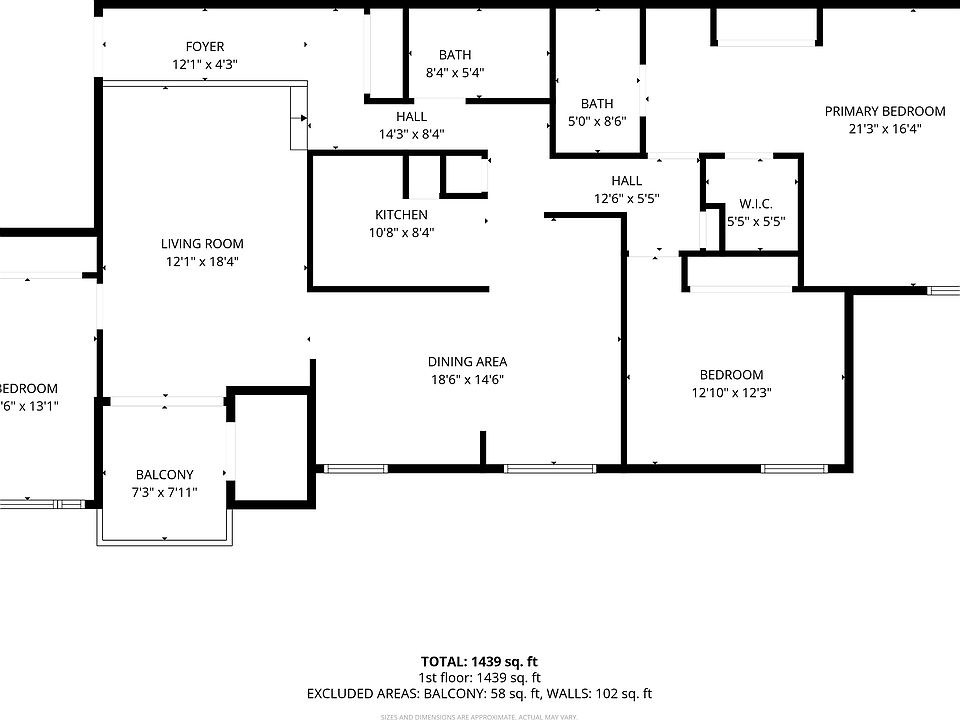 Floor Plan - 1447 Square Feet. Separate Kitchen and Formal Dining Areas + Living Room - and 3 Bedrooms!