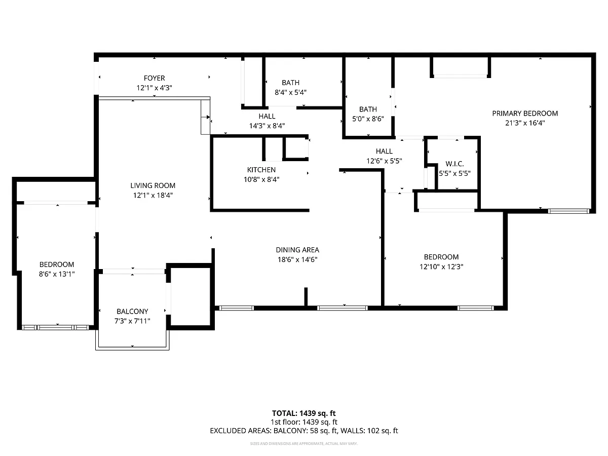 Floor Plan - 1447 Square Feet. Separate Kitchen and Formal Dining Areas + Living Room - and 3 Bedrooms! - 142 Georgetown Rd #9
