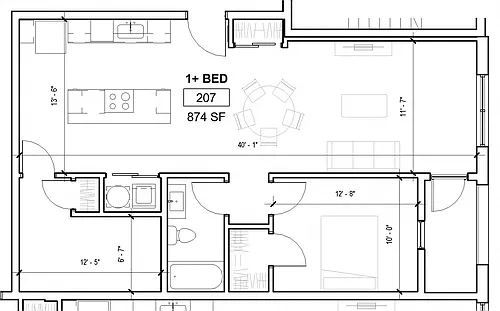 Floor plan Alfred 1+Den