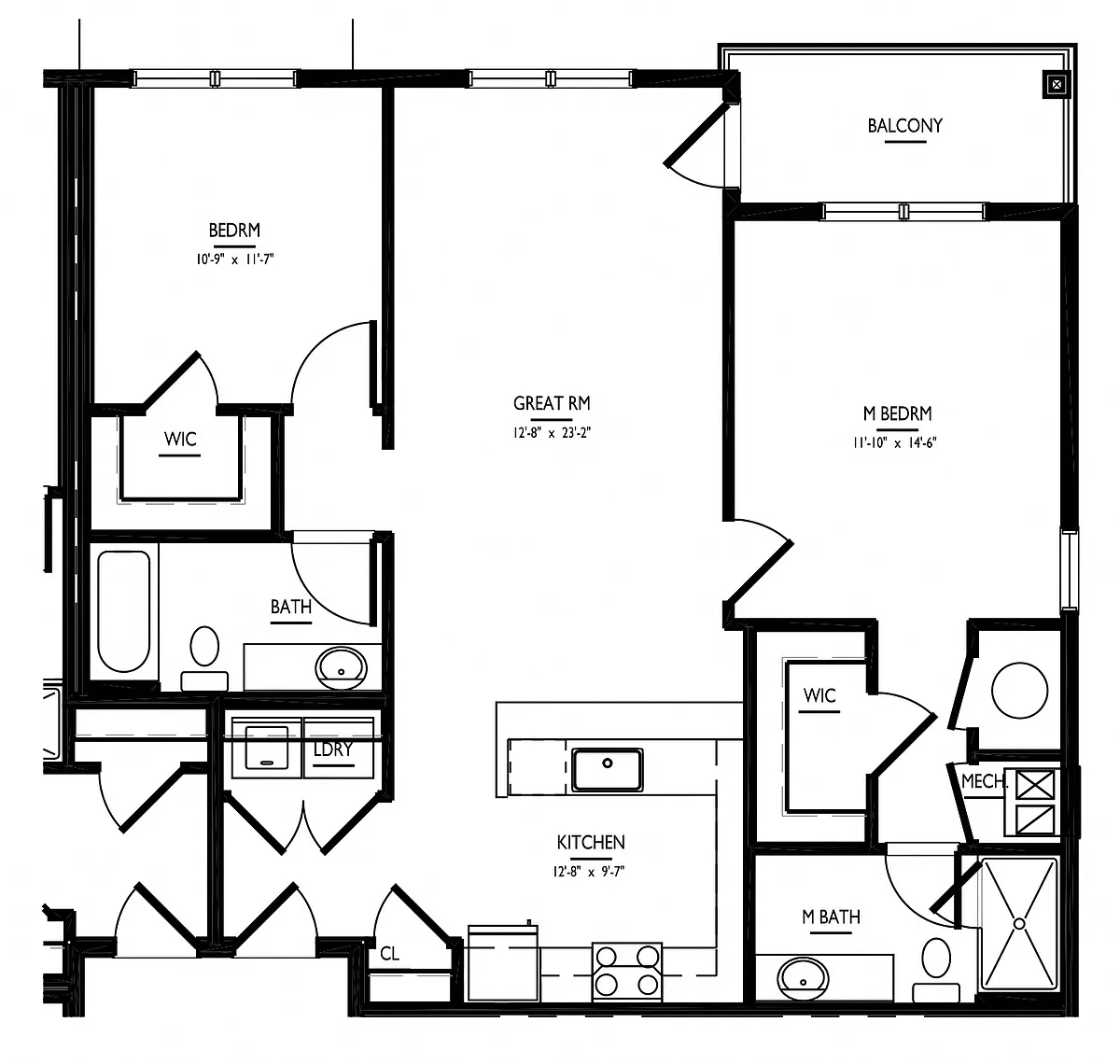 Floor plan 2 Bed/2 Bath-2B-B Phase II