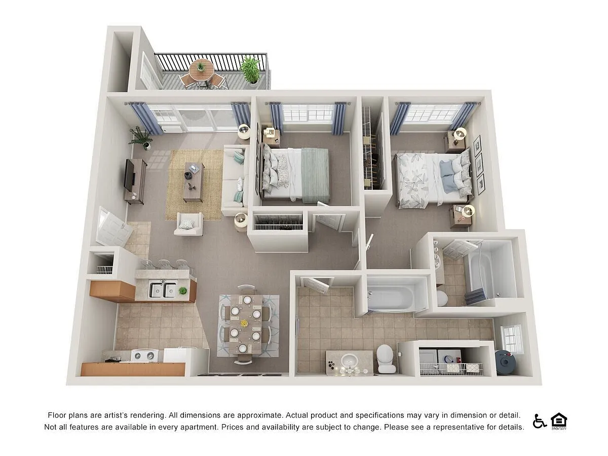 Floor plan Two Bedroom, Two Bathroom