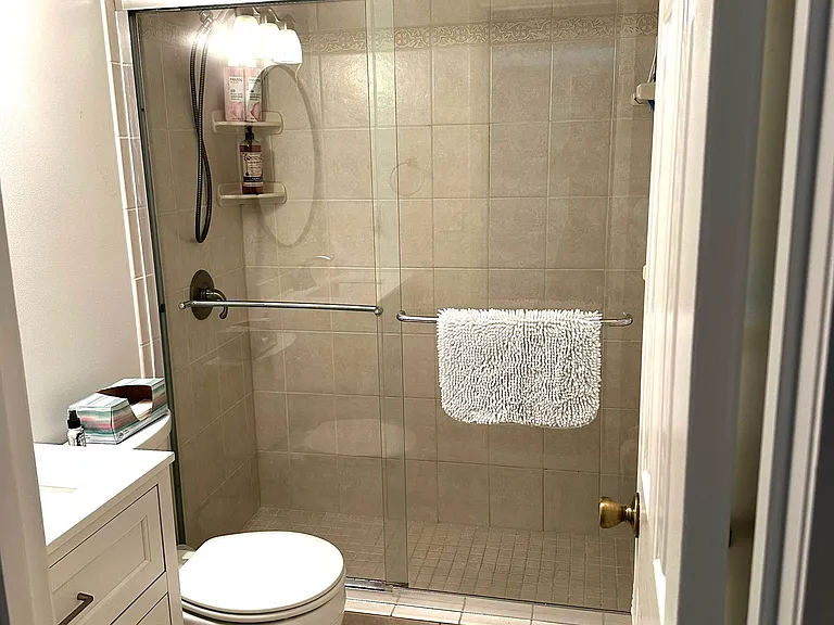 guest bathroom with walk in shower