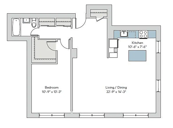 Floor plan mon-1bl