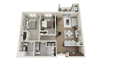 Floor plan 2 Bedroom - 2 Bath