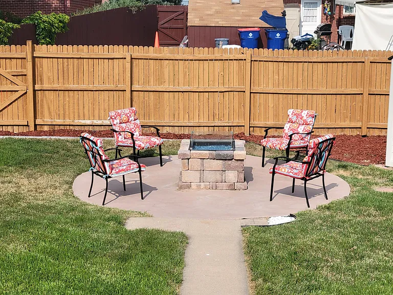 Gas Fire Pit with paved sitting area